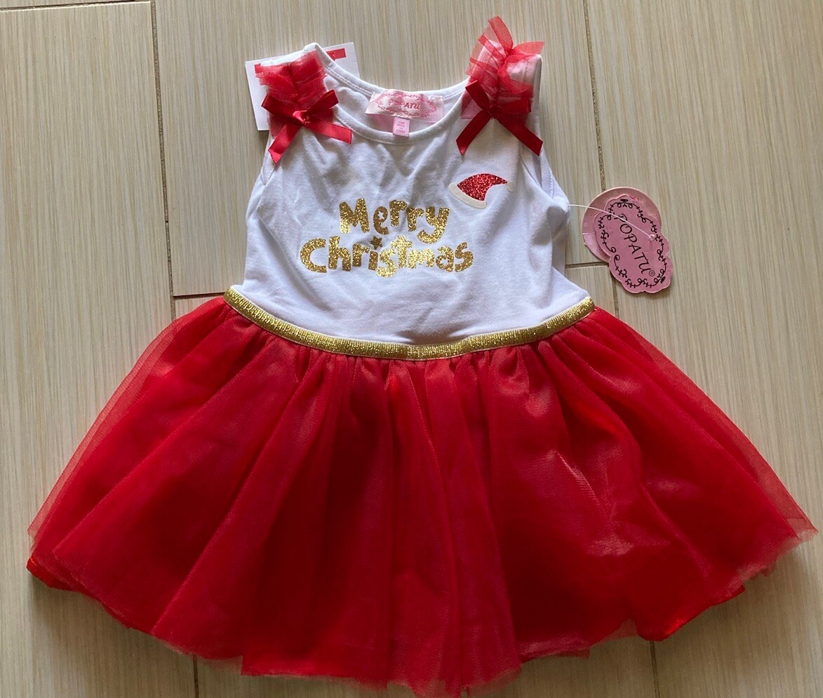 popatu christmas dress Merry Tulle 12M NEW gold trim and flouncy