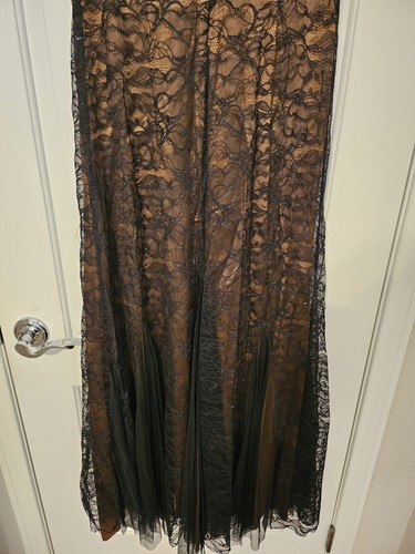 BADGLEY MISCHKA Black Lace Strapless Bustier Corset Gown Rhinestones Sz 8 - Picture 5 of 12