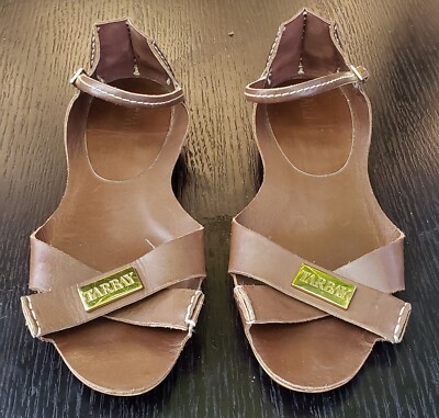 Tarbay Tajali Brown Leather Sandals Women's Size 8 Gold 