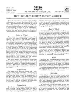 Delta Rockwell How to Use the Cut-Off Machine Instructions