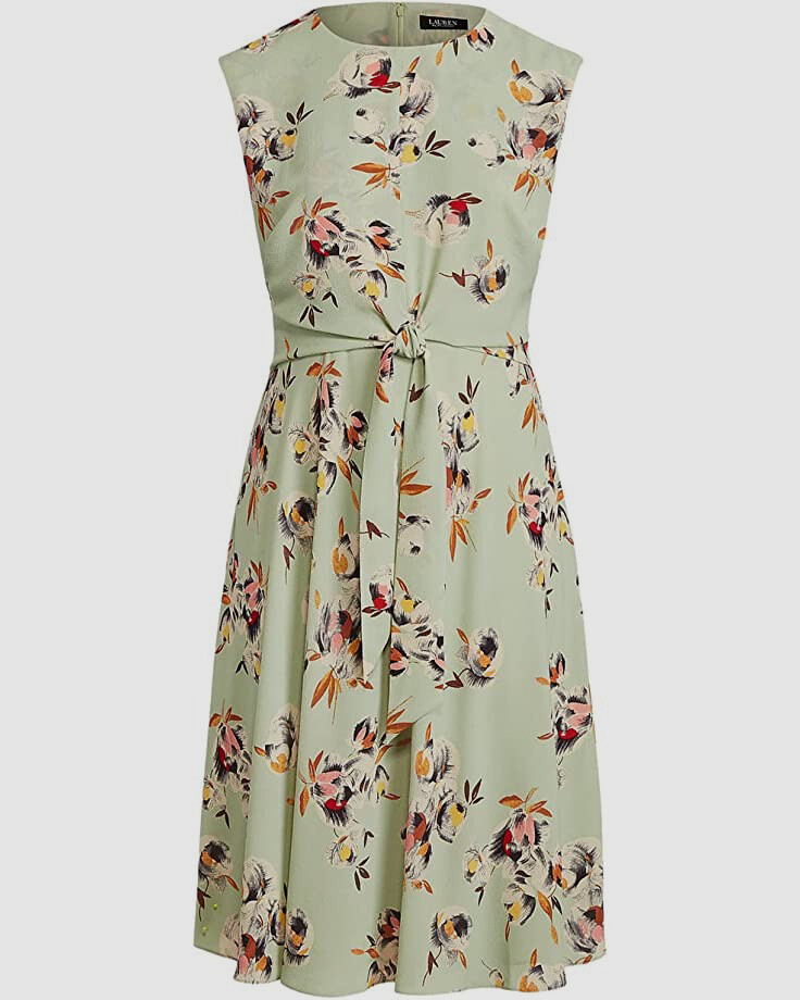 ralph lauren floral a line dress $145 Ralph Lauren Women's Green Floral-Print Crew-Neck A-Line Dress Size US  4