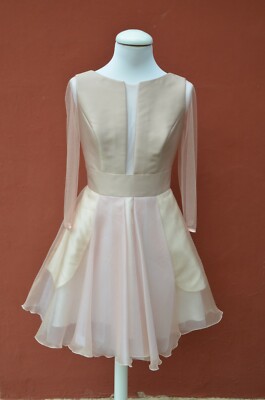 VESTIDO MARCA SILVIA NAVARRO BEIGE TALLA XS MUJER