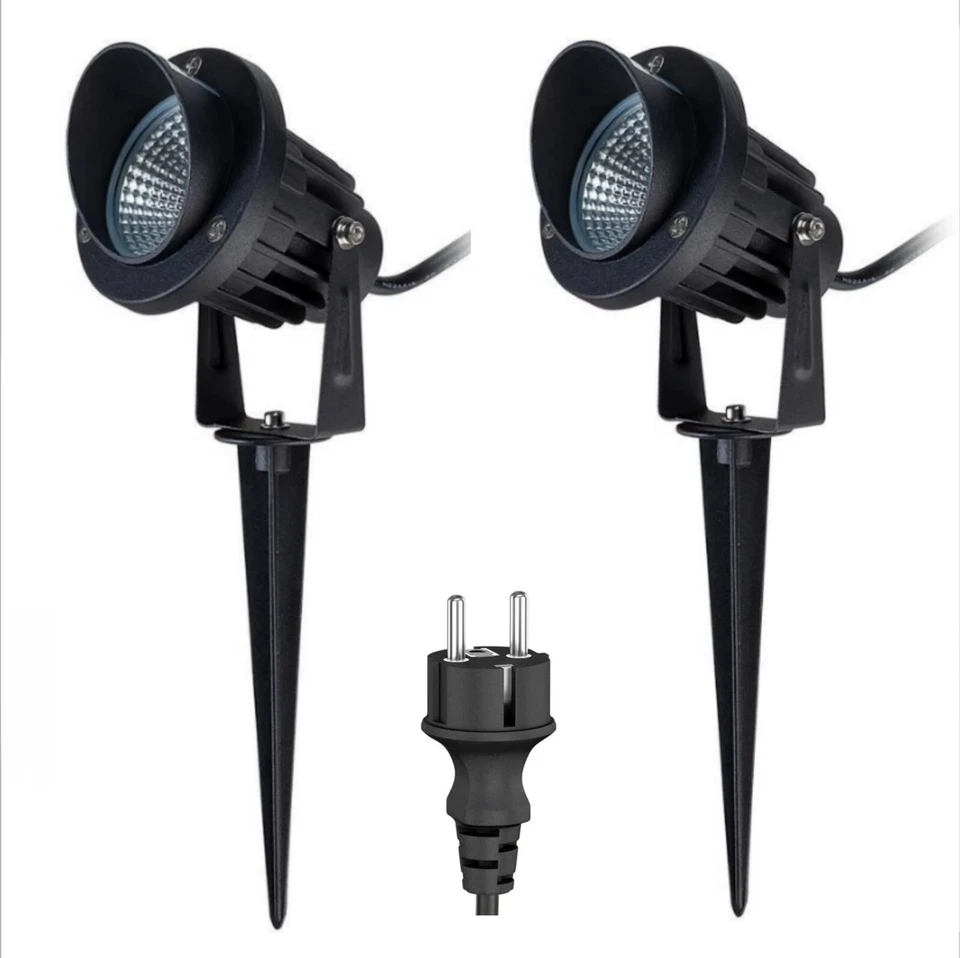 2 Stück Led Strahler Gartenstrahler Erdspießleuchte 2in1 Gartenbeleuchtung IP65