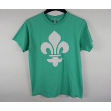 American Apparel Made in USA Fleur De Lis Tee Shirt Green Size Medium Men's D98