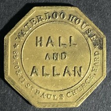 Hall and Allan Drapers St. Paul's Church Yard Brass Token 23.4mm Octagon 