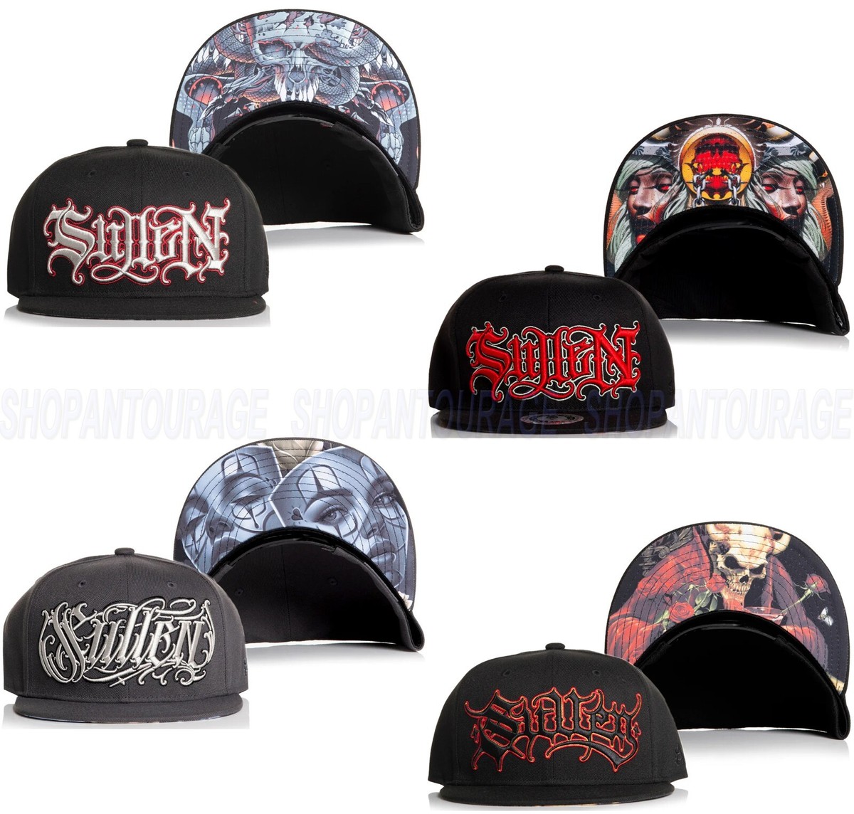 Sullen Art Collective New Premium Skull Tattoo Snapback Flat Hat