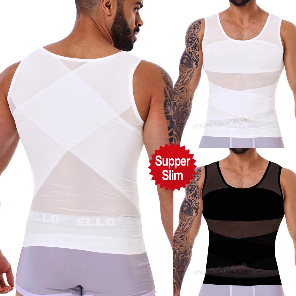 Men Compression Shirt Tank Top Gynecomastia Body Shaper Vest Tight 