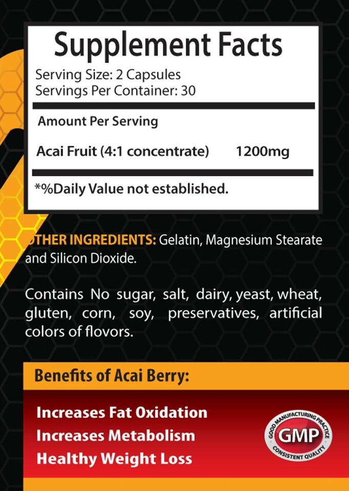 weight loss supplement ACAI BERRY 1200mg fat burner 1 Bottle 60