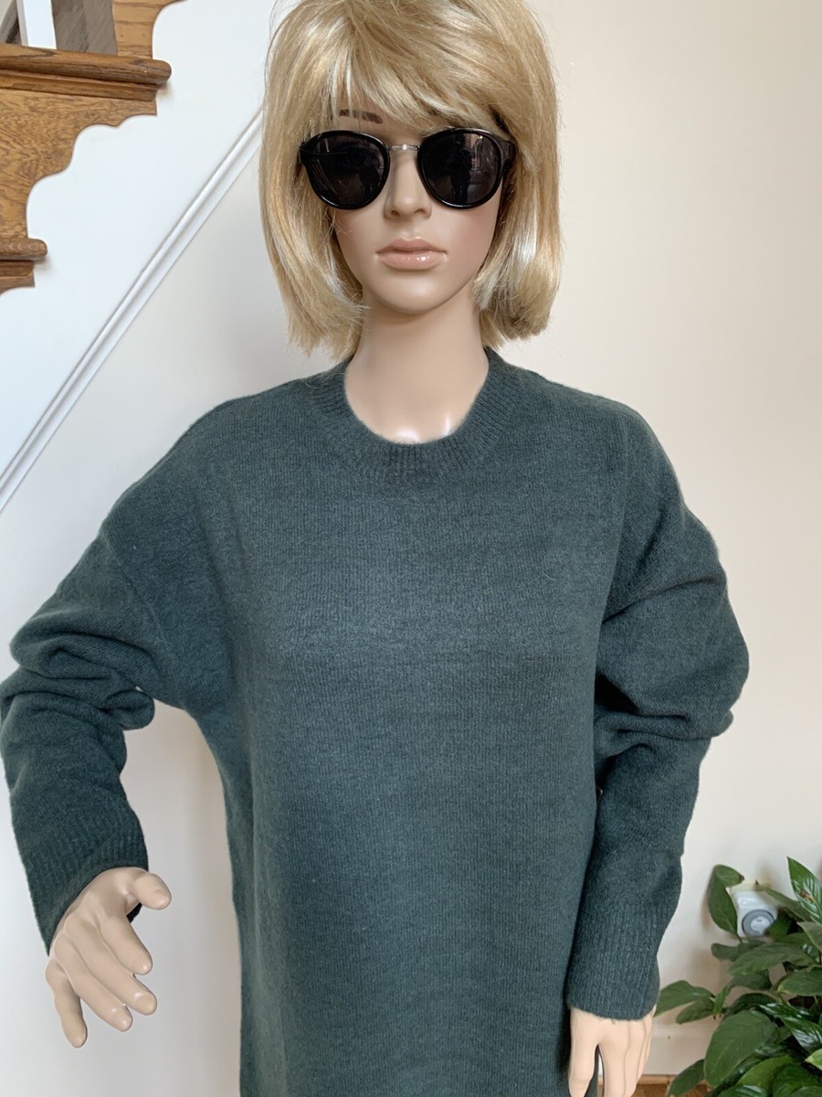 slim fit dress slacks ZARA Forest Green Turtleneck Dress with 3/4 Sleeve- Size M