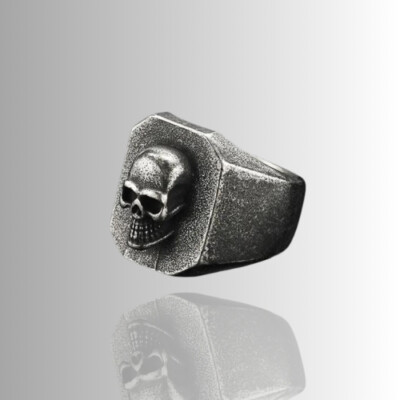 Herren Ring Schädel 3D Vintage Ring Titanstahl Nickelfrei Männer Ring Kratzenfes