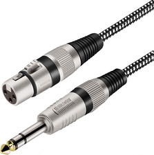 XLR Female to 1/4 Inch TRS Cable 3 FT, Nylong Braided XLR 3 Pin Female to 6.35Mm