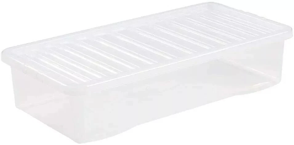 42 Litre Large Clear Plastic Underbed Storage Box with Secure Lid, Space-Saving - Image 3 of 3