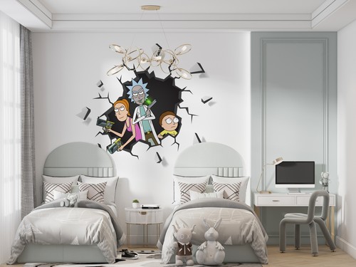 Rick & Morty Tv Show Decal 3D Smashed Wall Sticker Art Cartoon WC393 - Picture 2 of 2