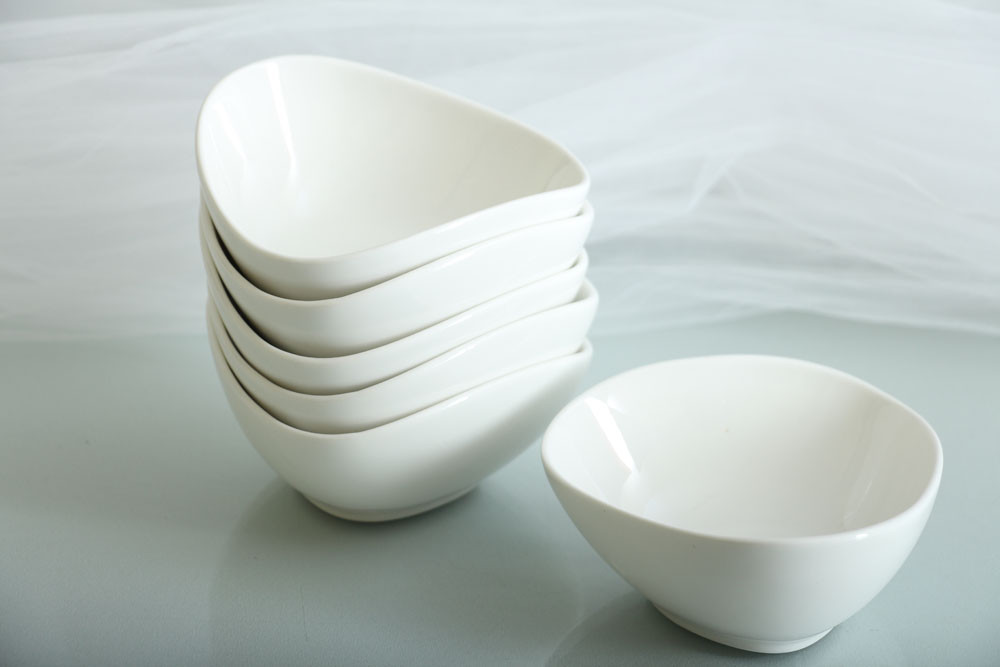 6 Stück Gebäckschalen Stapelschalen Porzellen weiss Schälchen Dessert Schalen