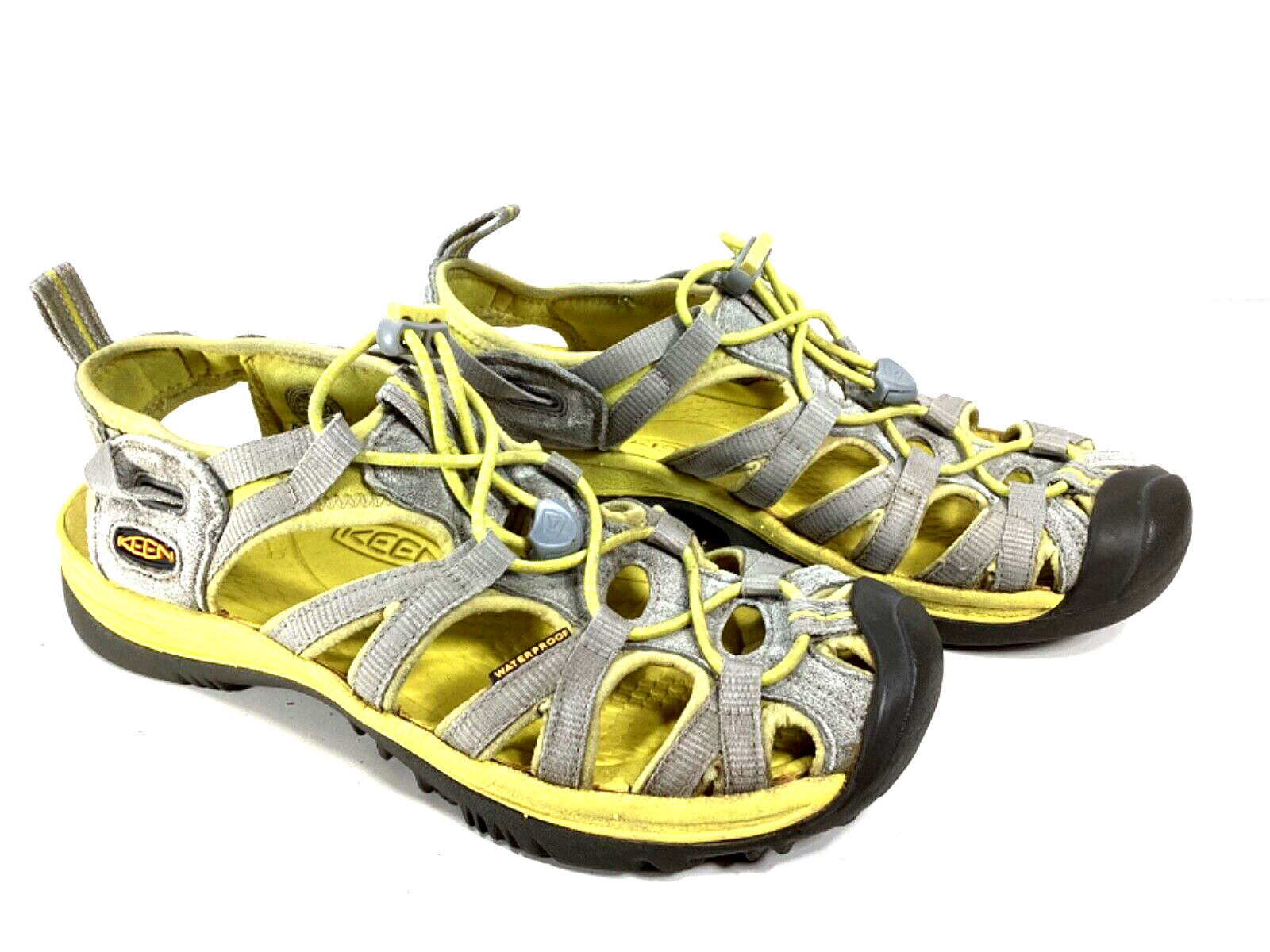 Keen Whisper scarpa sandalo sportivo pescatore impermeabile donna taglia 8 M grigio giallo