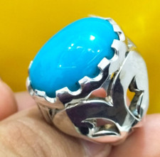 Beautiful Big Feroza Stone 25 Carats Plus Natural Turquoise Ring Handmade Ring