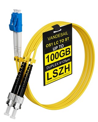 LC to ST Singlemode Fiber Patch Cable OS1，1M3.28FT Duplex Fiber Jumper Cord 9...