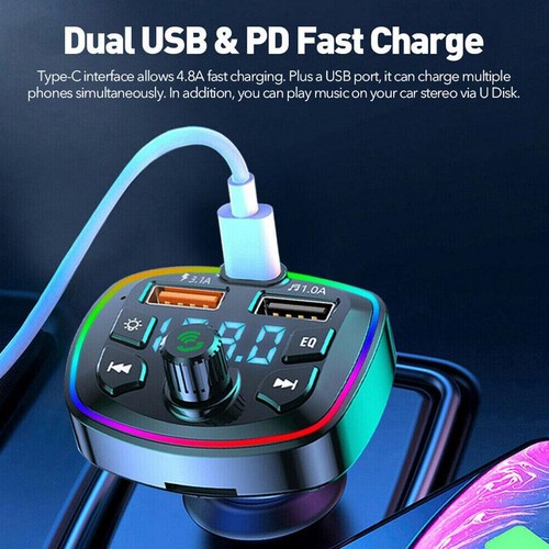 Bluetooth 5.0 Car Wireless FM Transmitter Adapter 2USB PD Charger Hands-Free U๐ฟ - Picture 15 of 19