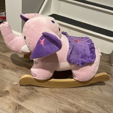 Vintage Rock-A-Bye Plush Rocking Elephant w/ Musical Songs Ride On Toy Pink