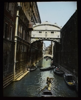 ANTIQUE Magic Lantern Slide VENICE NO1 BRIDGE OF SIGHS C1920 PHOTO VENEZIA ITALY