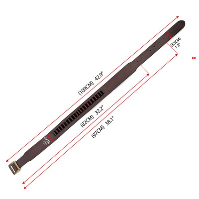 Ceinture Cartouchière En Cuir Tourbon Pour .38/.357 Magnum - Révolver Et Rifle, Droite, Ajustable