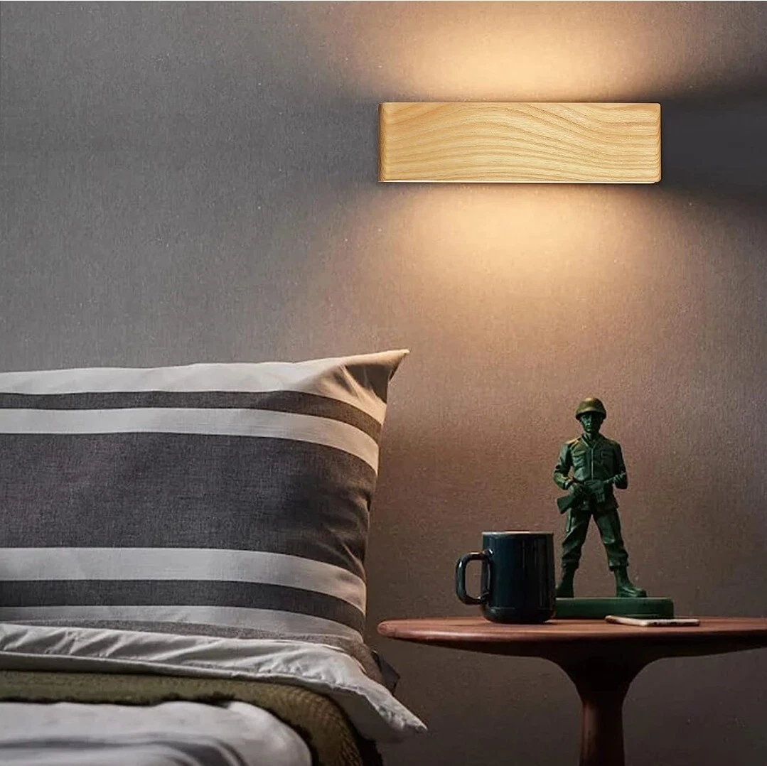 MELEGAN Led Wood Wall Sconce Lighting Fixture 12.6 inches 7 watts