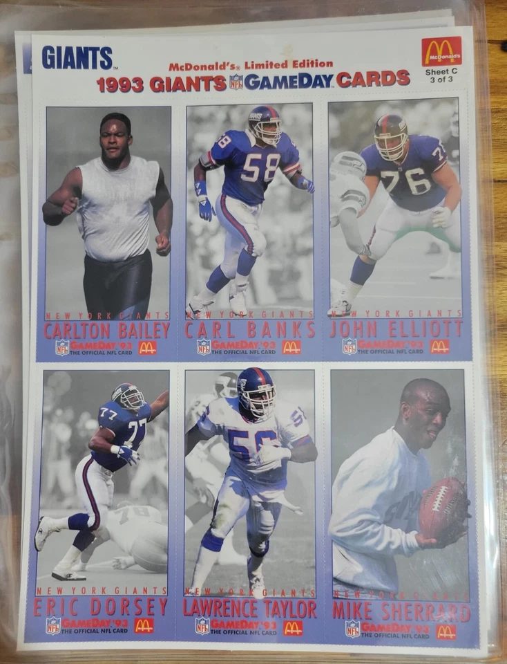 Футбольные карточки 1993 FLEER McDonalds NFL Gameday 15 листов ОГРАНИЧЕННОЕ ИЗДАНИЕ КАК НОВЫЕ - Изображение 3 из 4