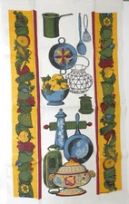 Kay Dee Handprints Decorative Towel • Linen 17x30 Vegetable Cookware Vintage NOS