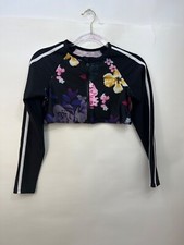 Wonder Nation Black loral Stripes Long Sleeve Top Zip Up Girls Sz 18 XXL