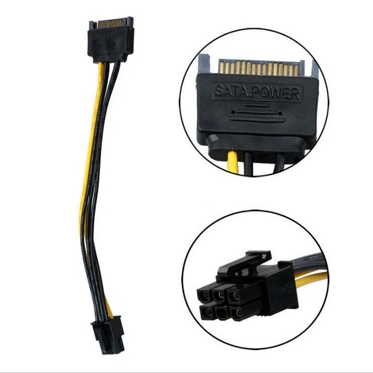 15pin SATA Power to 6pin PCIe PCI-e PCI Express Adapter Kabel für Grafikkarte - Bild 4 von 4