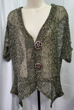 Kaktus Short Sleeve Button Knit Cardigan Size Small     b