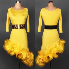 Latin Ballroom Dance Dress Modern Salsa Waltz Standard Long Dress F008 7 Colors