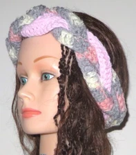 New Crochet Pink Tunisian Braid Size M (22 Inches) Headband Ear Warmer