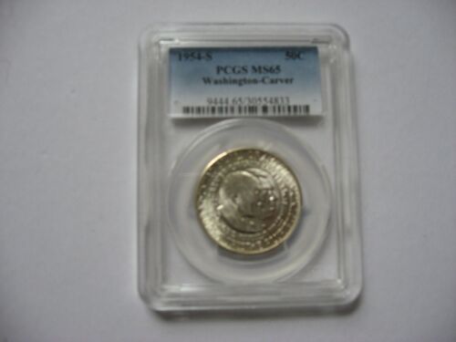 1954-S WASHINGTON-CARVER COMMEMORATIVE HALF DOLLAR PCGS MS65 BLAZER