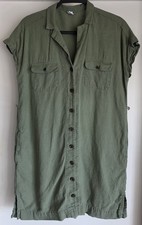 Old Navy Womens S Olive Green Linen Blend Sleeveless Mini Shirt Dress Breathable