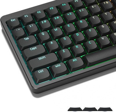 Womier Low Profile Keycaps for Mechanical Keyboard, Black Shine through Keycaps,