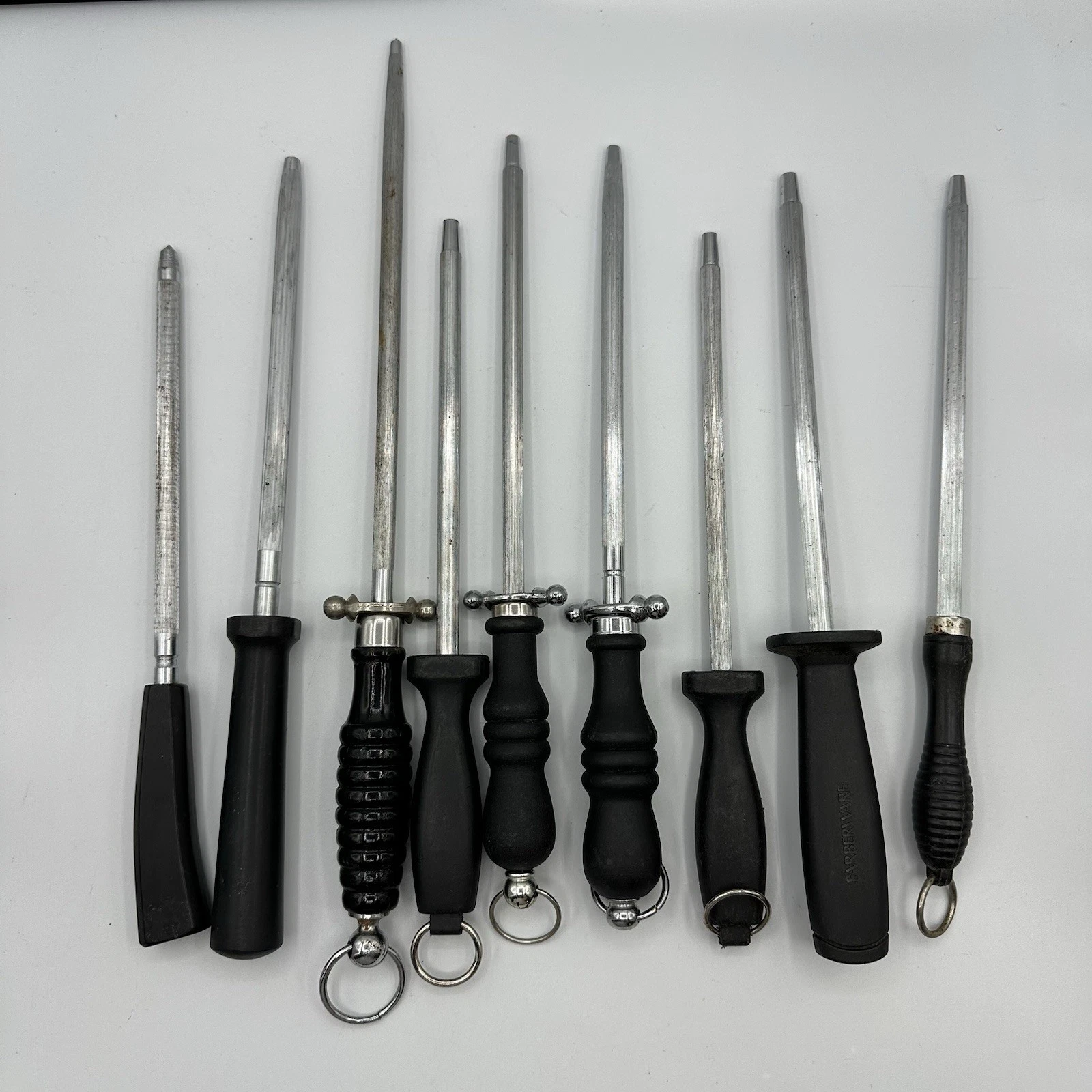 Lot of 9 Knife Sharpening Steels Honing Rods Butcher Kitchen Tools
Opens in a new window or tab