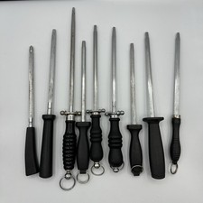 Lot of 9 Knife Sharpening Steels Honing Rods ...