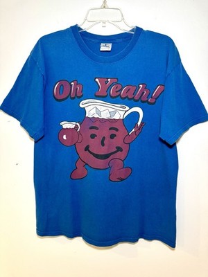 Vintage Kool-Aid Man Oh Yeah T-Shirt Y2K Blue Yazbek Graphic Tee Size LARGE