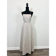 Enza Costa Laced Open Back Dress in Mist Size 3 Maxi Lined Party Cocktail Linen 