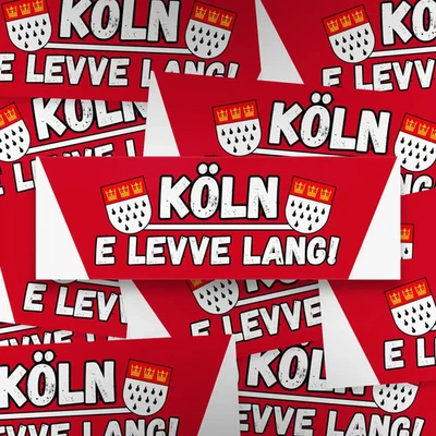 FAN-KULTUR XPERIENCE 100x Köln Aufkleber/ Sticker 'E Levve lang'/ Fußball Fanartikel/ PVC/ 14,8x5,0cm