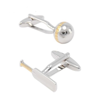 Silver Cricket Set Cufflinks Novelty Gift with Pouch from Charles William London