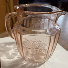Vintage Anchor Hocking Pink Open Rose Depression Glass 6" Pitcher