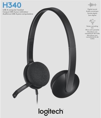 Logitech H340 USB Headset Stereo for Computer Windows and Mac Black 981-000507