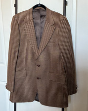 vtg Mailibu Clothes Beverly Hills 100% Cashmere Houndstooth blazer jacket 42L