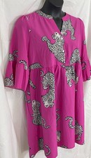 women's pink with leopards dress short 3/4sleeves size Shein X large size US 12