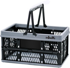 Foladable Plastic Baskets with Handles 20L,Collapsible Crates for Storage 14.9
