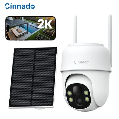 Wireless 2K Solar Powered Security Camera Outdoor Wifi 360°Pan&Tilt Ai Detection