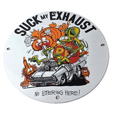 Vintage Rat Fink Porcelain Sign - Ed Big Daddy Roth Hot Rod Pump Plate Wall Sign