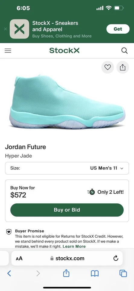 Jordan Future *STOCK MUERTO* Hyper Jade 3M Hombres 11 Tenis Reflectantes 100% AUTÉNTICAS Foto 2 de 4